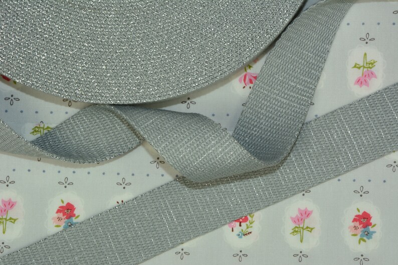 2 m SEAT BELT GLITTER 30 mm grey/silver 画像 8