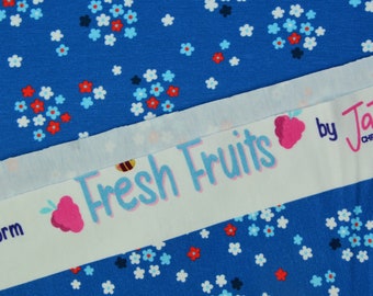 0,5 x 1,5 m FRESH FRUITS by JaiIJu Jersey Hilco A 3635/6 blau/bunt Blümchen