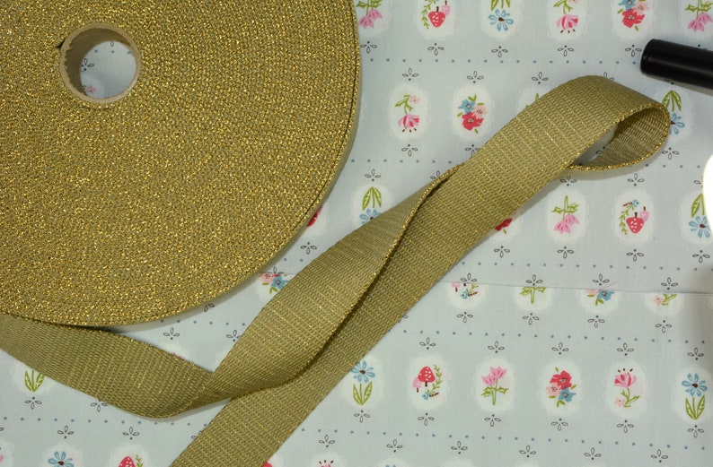 2 m x 30 mm GLITZER Gurtband beige/gold Lurex Ceinture Seatbelt Taschenband Taschengurt Bild 7