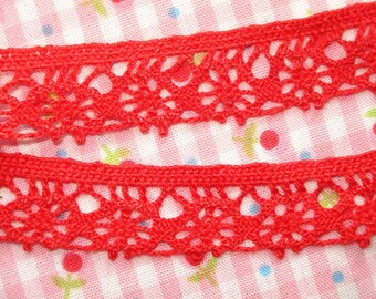 2 m x 14 mm lace hot red 100 % PL