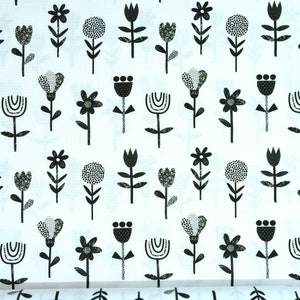 0,5 x 1,45 mini flowers black/white STENZO 100 % cotton image 2
