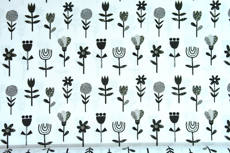 0,5 x 1,45 mini fleurs noir/blanc STENZO 100 % cotton image 2