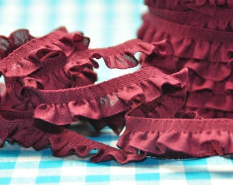 2 m x 18 mm ruche du cotton en bordeaux!