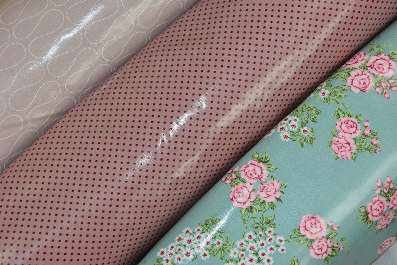 0,25 x 0,7 m Nappe sur Cotton AMALIE fleur de cerisier oilcloth dusty blue image 7