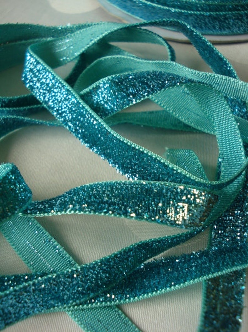 2 m x 10 mm glitter ribbon turquoise image 3