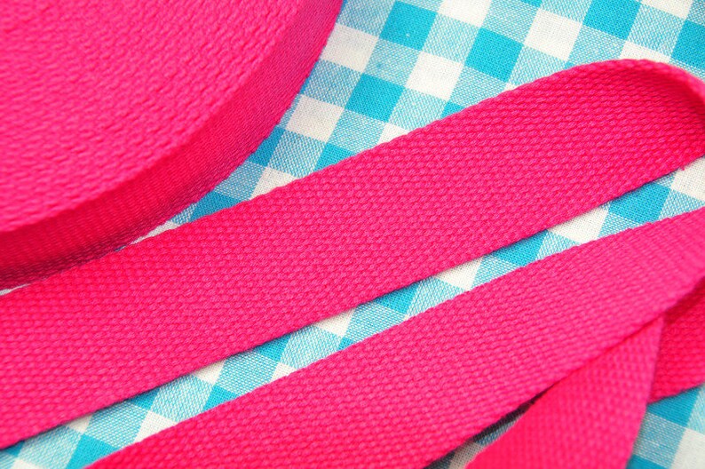2 m x 25 mm WEBBING STRAP ribbon pink 100 % COTTON seat-belt image 1