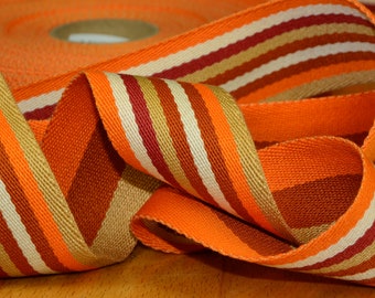 2 m CEINTURE EN COTTON rayures 40 mm orange/rouge col. 40