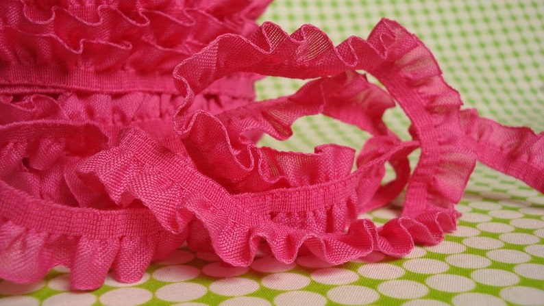 2 m x 18 mm ruche du cotton fuchsia image 1