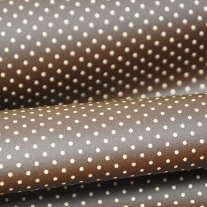 0,25 m of oilcloth in cotton MINI DOTS brown/cre image 1