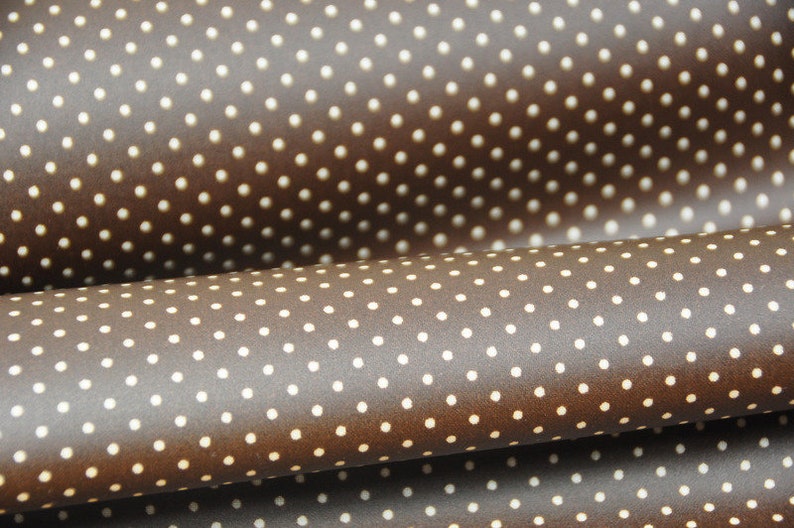 0,25 m of oilcloth in cotton MINI DOTS brown/cre image 1