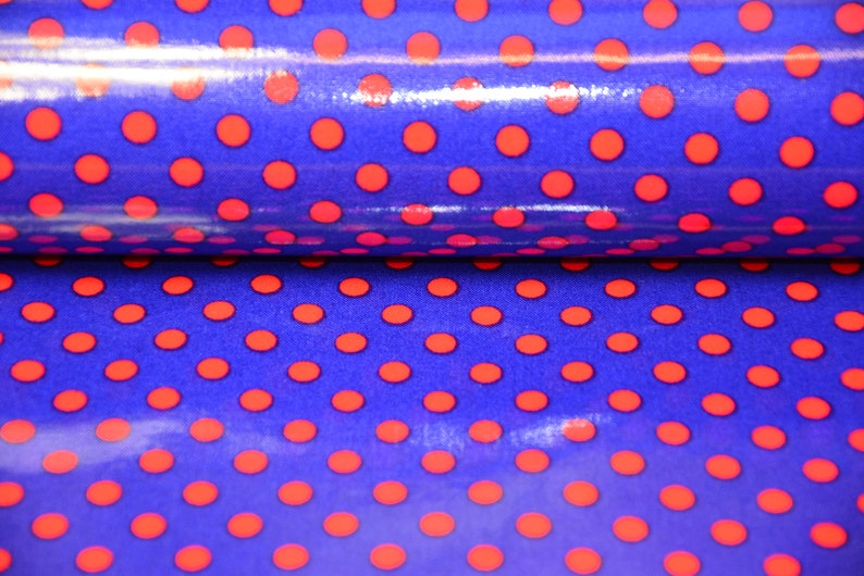 0.25 M Wachstuch Laminated dots Cosmo Bleu/rouge image 2