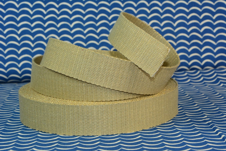 2 m x 30 mm GLITZER Gurtband beige/gold Lurex Ceinture Seatbelt Taschenband Taschengurt Bild 4