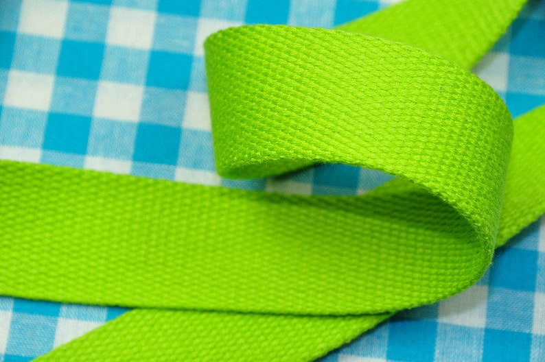 2 m x 25 mm webbing strap ribbon GREEN 100 % COTTON seat-belt image 3