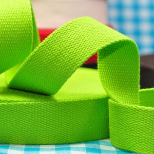 2 m x 25 mm webbing strap ribbon GREEN 100 % COTTON seat-belt image 1