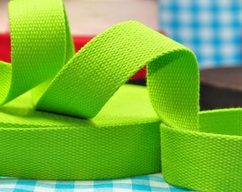 2 m x 25 mm webbing strap ribbon GREEN 100 % COTTON (seat-belt)