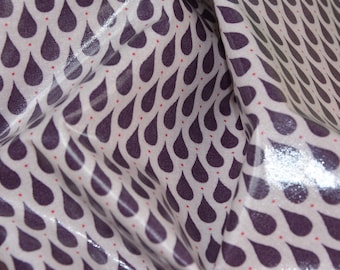 0,25 x 0,7 m TEARDROPS WACHSTUCH oilcloth enduit dark violet