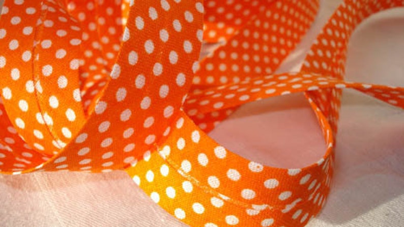 3 m Schrägband in orange weiß gepunktet Bild 3