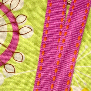 1 m ribbon in lilac with orange stripes image 1