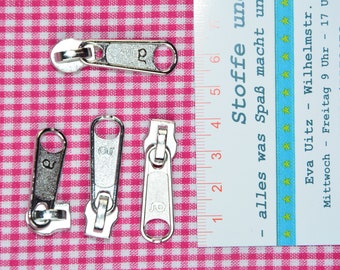 4 Stück lose Bügelschieber Schiffchen Zipper Gleiter P 10 silberfarben