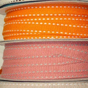 2 m ribbon in orange with white stripes image 3