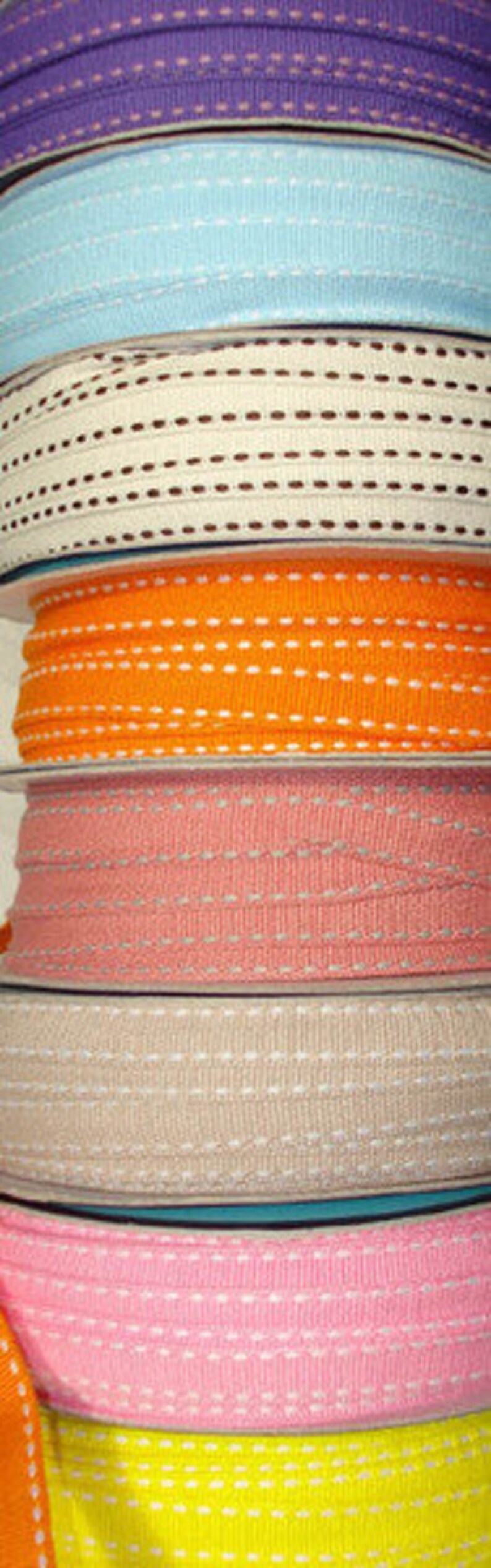 2 m ribbon in orange with white stripes image 3