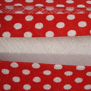 3 m x 20 mm Schrägband biais bias tape DOTS rouge/blanc Punkte polka dots image 2