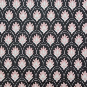 0.25 x 0.75 m oilcloth flowers LEONA small patterned anthracite coated cotton 834790 image 2