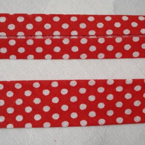 3 m x 20 mm Schrägband biais bias tape DOTS rouge/blanc Punkte polka dots image 3