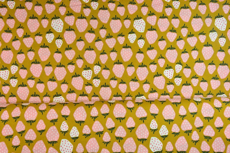 0,5 x 1,1 m QUEEN OF BERRIES strawberries cotton steel Under The Appletree Onder de Appelboom 100 % co red/mustard image 2