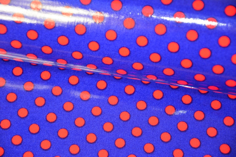 0.25 M Wachstuch Laminated dots Cosmo Bleu/rouge image 3