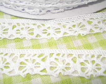 2 m x 13 mm Häkelspitze Bordüre Spitze weiß chrochet lace white 100 % Polyester