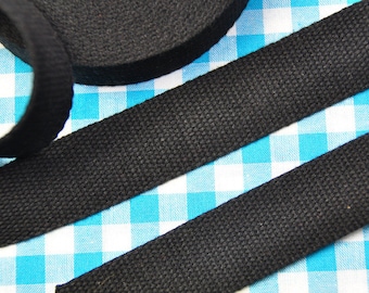 2 m COTTON webbing BLACK 25 mm wide