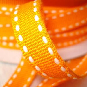 2 m ribbon in orange with white stripes image 2