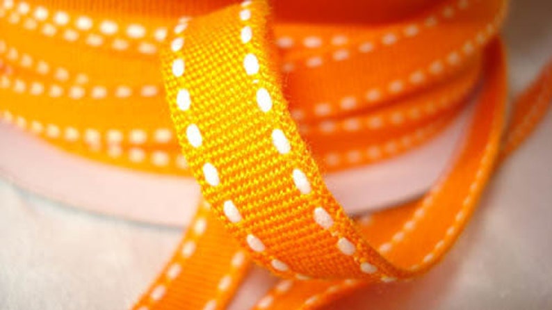 2 m ribbon in orange with white stripes image 2