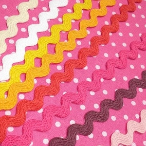 16 m x 8 mm Zackenlitze Bogenlitze im Paket pink/weiß/gelb/orange.. 100 % CO crochet rickrack 1171 Bild 1
