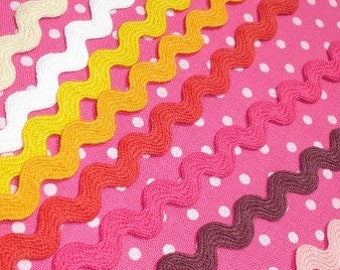 16 m x 8 mm Zackenlitze Bogenlitze im Paket pink/weiß/gelb/orange.. 100 % CO crochet rickrack 1171