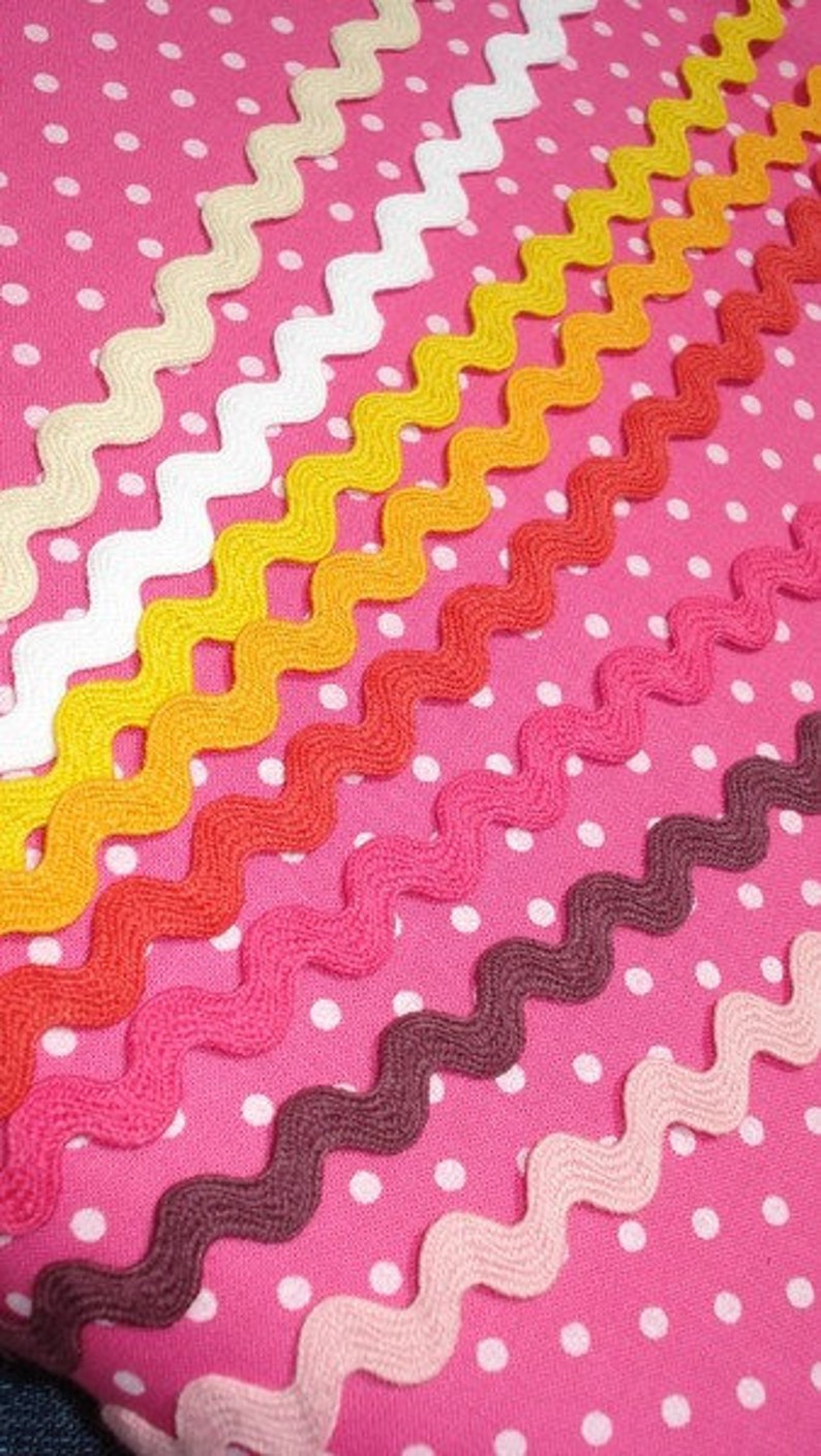 16 m x 8 mm Zackenlitze Bogenlitze im Paket pink/weiß/gelb/orange.. 100 % CO crochet rickrack 1171 Bild 1