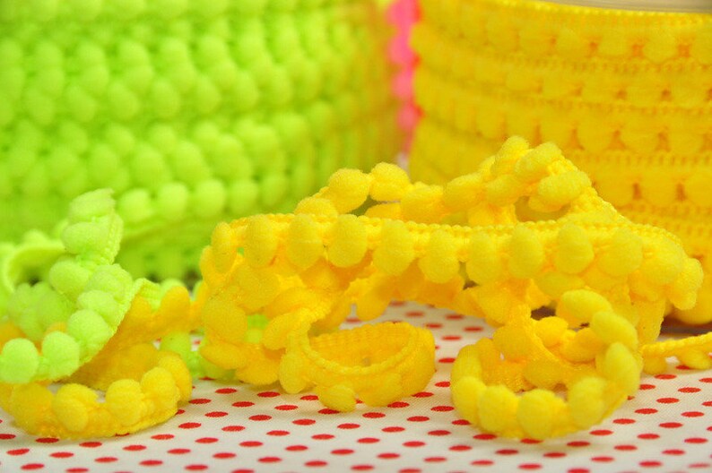 2 M Neon Mini-pompons Jaune image 1