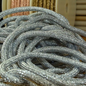 2 m LUREX GLITTER cordon silver ROPE cord image 3