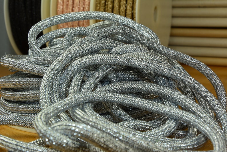 2 m LUREX GLITTER cordon silver ROPE cord image 3