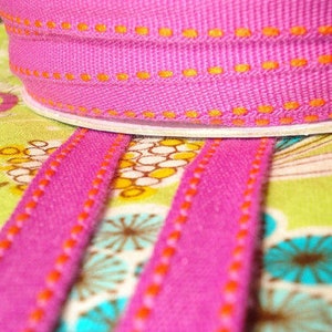 1 m ribbon in lilac with orange stripes image 2