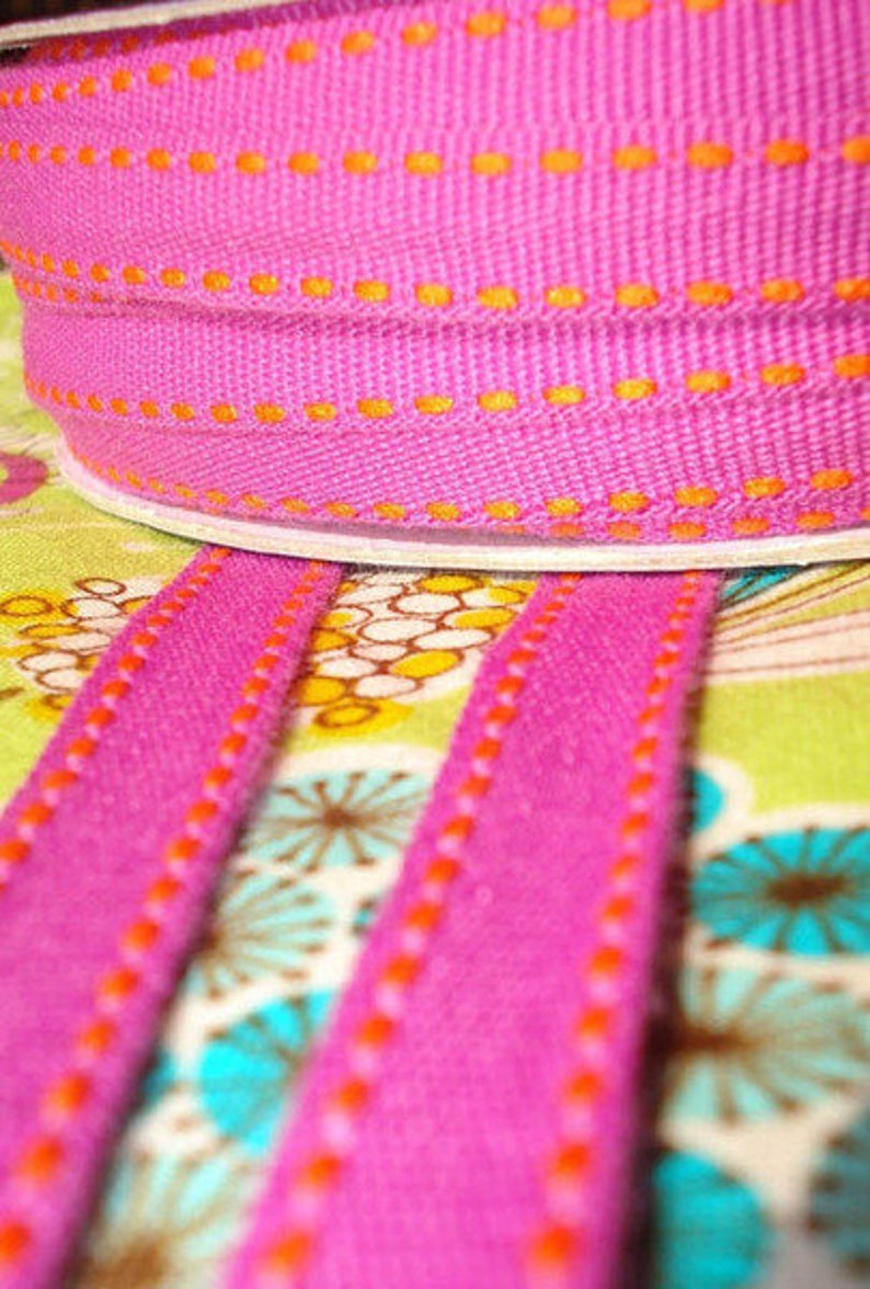 1 m ribbon in lilac with orange stripes image 2