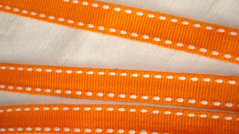 2 m ribbon in orange with white stripes image 4