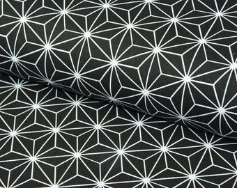 0,5 x 1,5 m GEO COTTON Popeline schwarz/weiß Sterne stars étoiles 100 % Baumwolle