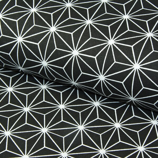 0,5 x 1,5 m GEO COTTON Popeline schwarz/weiß Sterne stars étoiles 100 % Baumwolle