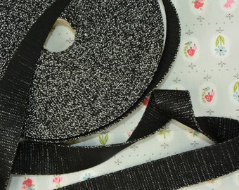 2 m x 30 mm SEAT BELT GLITTER black/silver