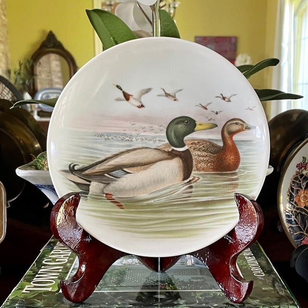 Vintage Duck Plate, Collectible Mallard and Drake Duck Plate by John Gould 7 3/4"