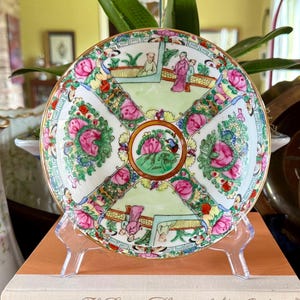 Vintage Rose Medallion Plate or Shallow Dish made by ACF in the Mid Century 7 1/2&quot;