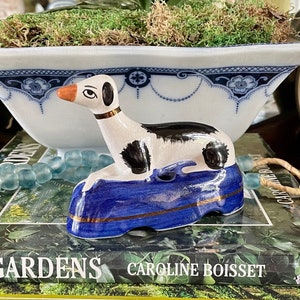 Staffordshire Dogs Ink Well Dog Black and White Hound England