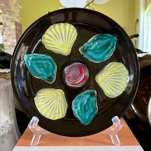 Vintage French Oyster Plate by Elchinger Designed Faience Plate Made in the 1950&#39;s (Sold Separately)